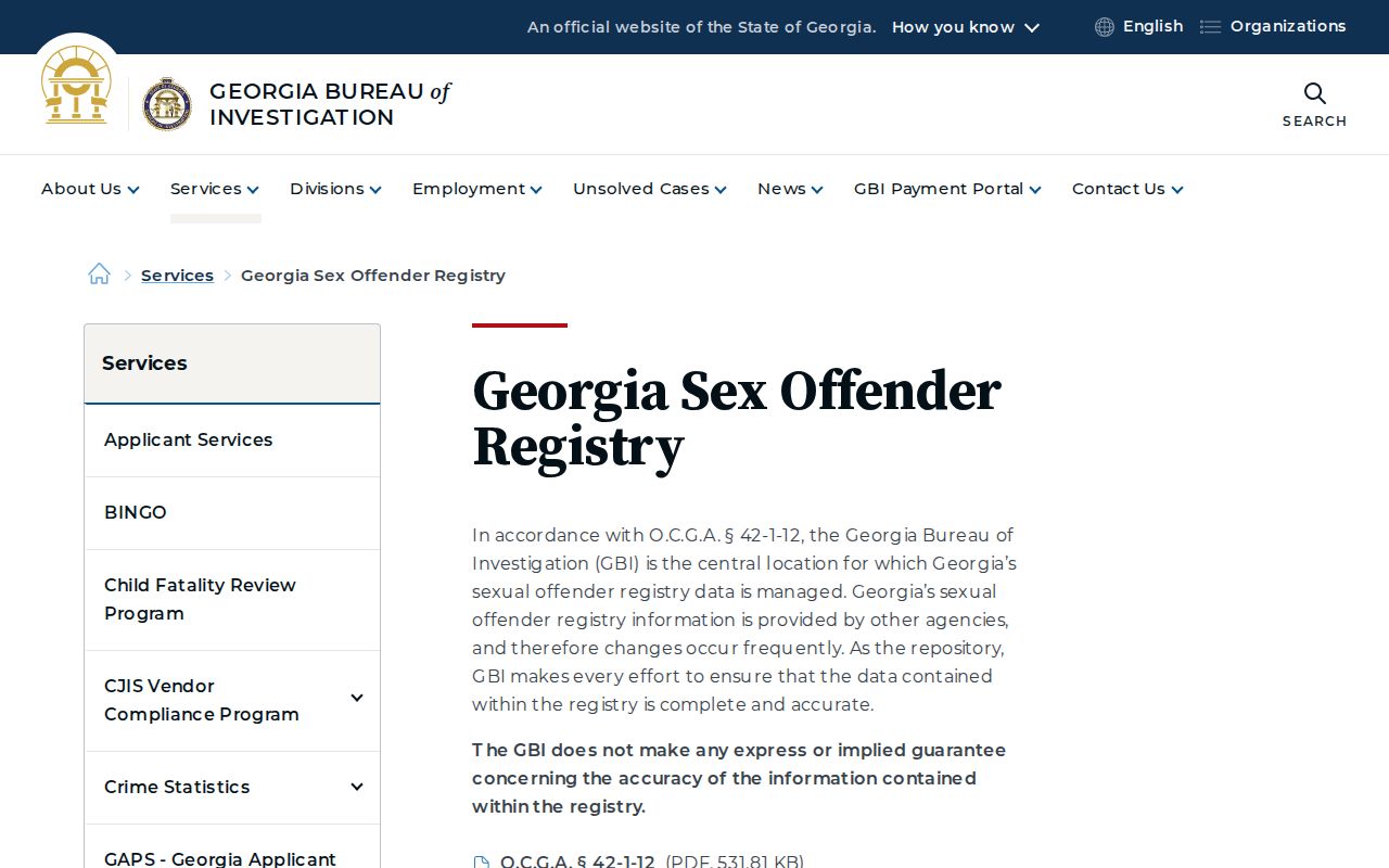 Hinesville public records access through the Georgia sex offender registry